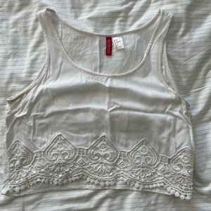 H&M White Crop Top Size 8